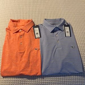 Men polo style shirts Orange & Blue stripes